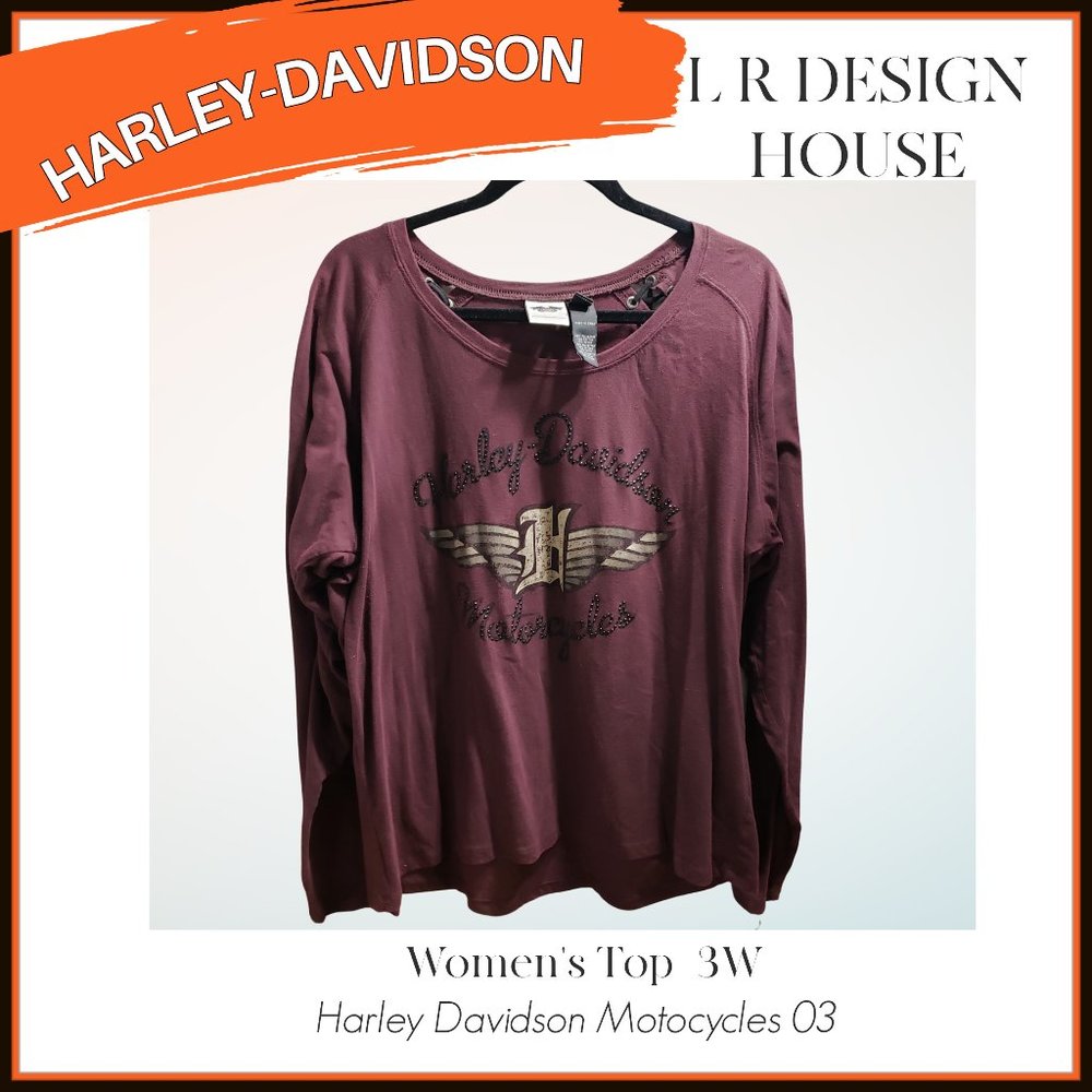 HARLEY DAVIDSON WOMAN'S BURGUNDY LONG SLEEVE TOP 3W